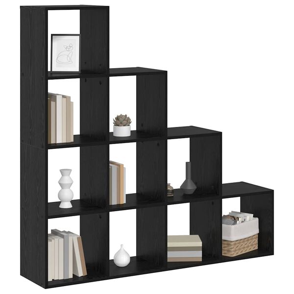 vidaXL Room Divider Bookcase Black Oak 131.5 x 29 x 131.5 cm