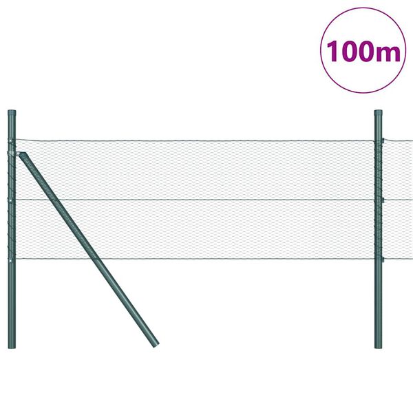 vidaXL Fence with Posts Green 0.5 x 100 m PVC-coated steel