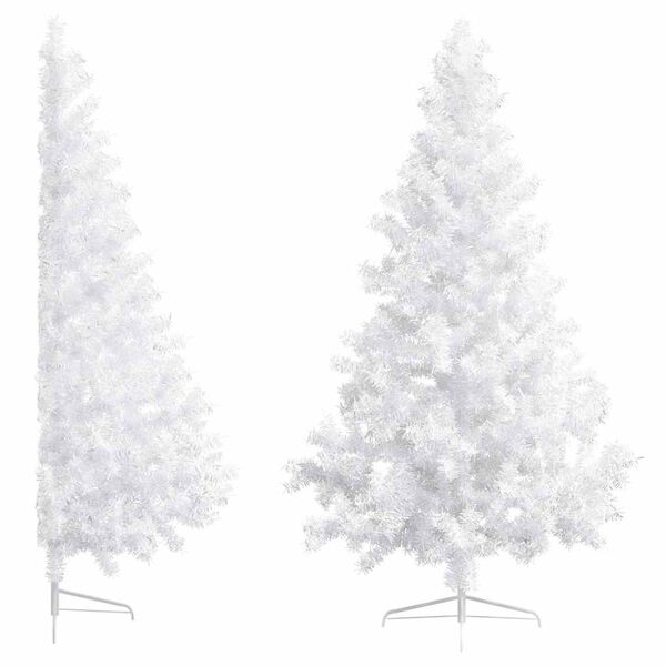 vidaXL Artificial Half Pre-lit Christmas Tree with Ball Set White 210 cm