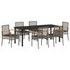 vidaXL Garden Dining Set 7 pcs Grey Poly Rattan