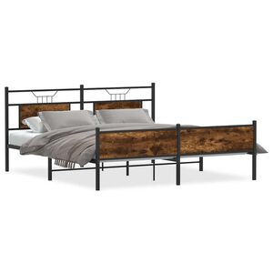 vidaXL Metal Bed Frame without Mattress Smoked Oak 183x213 cm