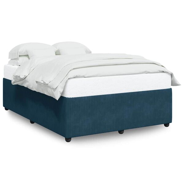 vidaXL Bed Frame without Mattress Blue 140x200 cm Velvet