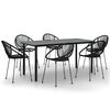 vidaXL 7 Piece Garden Dining Set Black PVC Rattan