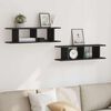 vidaXL Wall Shelves 2 pcs Black Oak 75x18x20 cm Engineered Wood