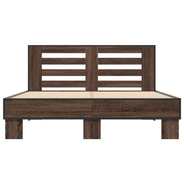 vidaXL Bed Frame without Mattress Brown Oak 140x200 cm