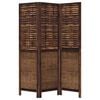 vidaXL Room Divider 3 Panels Dark Brown Solid Wood Paulownia