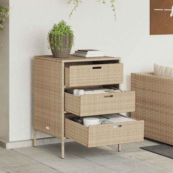 vidaXL Garden Storage Cabinet Beige 55x59x80 cm Poly Rattan