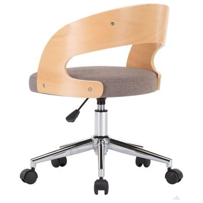 vidaXL Swivel Office Chair Taupe Bent Wood and Fabric
