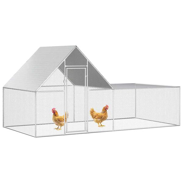 vidaXL Chicken Coop 4x2x2 m Galvanised Steel