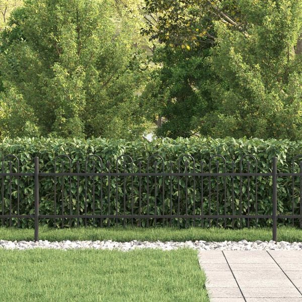 vidaXL Spike Arch Fence Black 200 x 110 cm Powder-Coated Steel