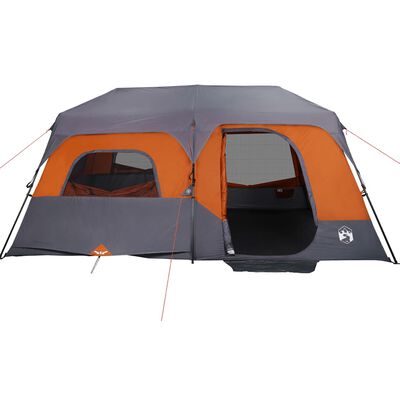 vidaXL Camping Tent 9-Person Grey and Orange Waterproof