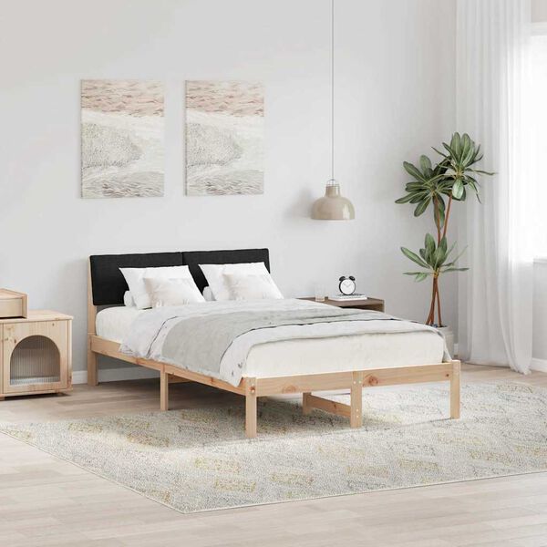 vidaXL Bed frame Brown and black 120 x 190 cm Solid pine wood