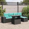 vidaXL 6 Piece Garden Sofa Set with Cushions Grey Poly Rattan Acacia