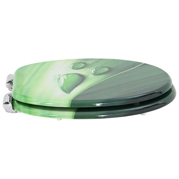 vidaXL Toilet Seat Green Drop 44 x 38 cm MDF board