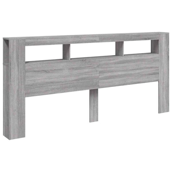 vidaXL LED Headboard Grey Sonoma 220x18.5x103.5 cm Engineered Wood