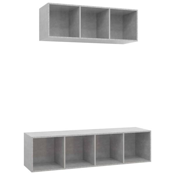 vidaXL 2 Piece TV Cabinet Set Concrete Grey Engineered Wood