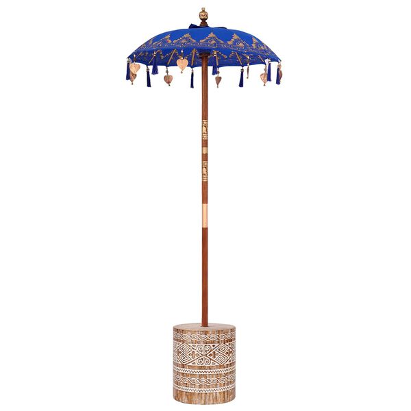 vidaXL Parasol with Base Blue 95 x 95 x 260 cm Cotton and Wood