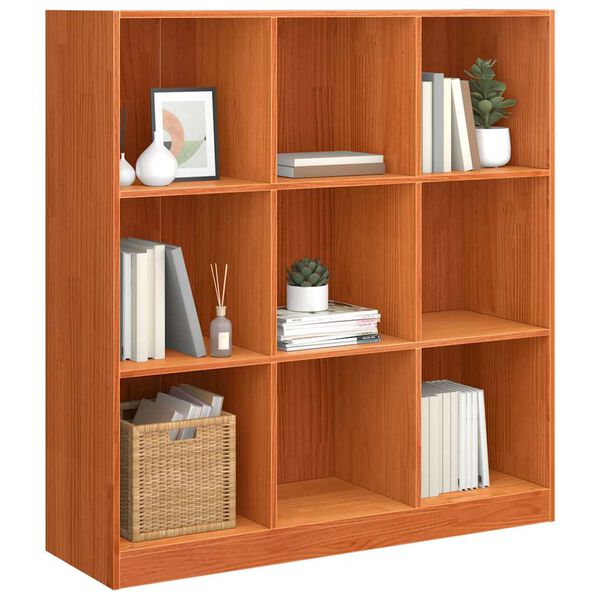 vidaXL Book Cabinet Wax Brown 104 x 33 x 110 cm Solid Pine Wood