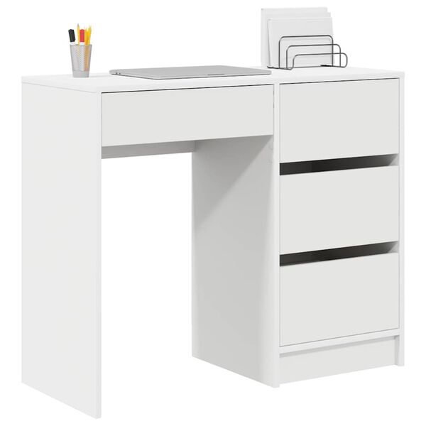vidaXL Desk with Drawer White 90 x 37.5 x 75 cm Engineered Wood