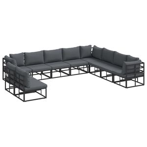 vidaXL Garden Sofa Set 10 pcs Black Aluminium