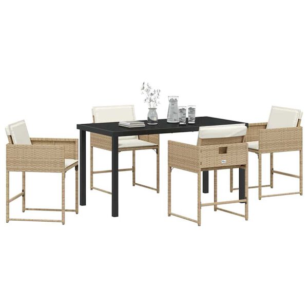 vidaXL Garden Dining Set 5 pcs Beige Poly Rattan