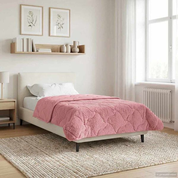 vidaXL Full Year Duvet Pink 155 x 200 cm Microfiber and Teddy fleece