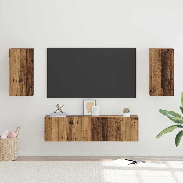 vidaXL TV Cabinet Set Wall-mounted 4 pcs Old Wood Engineered Wood