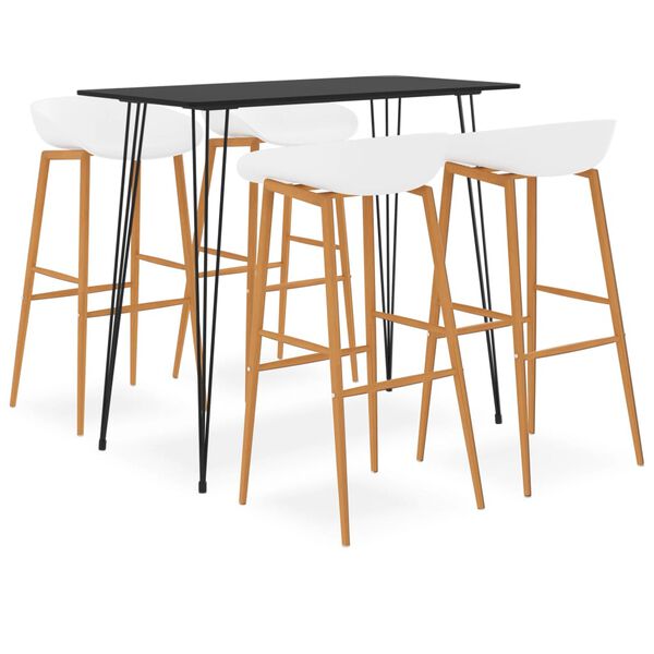 vidaXL 5 Piece Bar Set Black and White