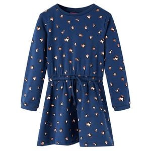 vidaXL Kids' Dress with Long Sleeves Navy Blue 104