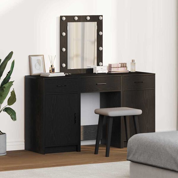 vidaXL Dressing Table with Door Black 50 x 41 x 135 cm Engineered Wood