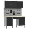 vidaXL Work Cabinet with Drawer 10 pcs Black Engineered Wood and Steel