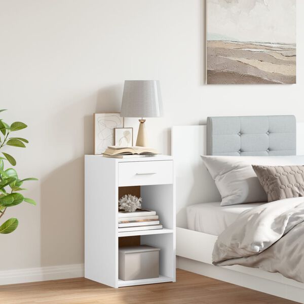 vidaXL Bedside Cabinet White 35x34x65 cm Engineered Wood