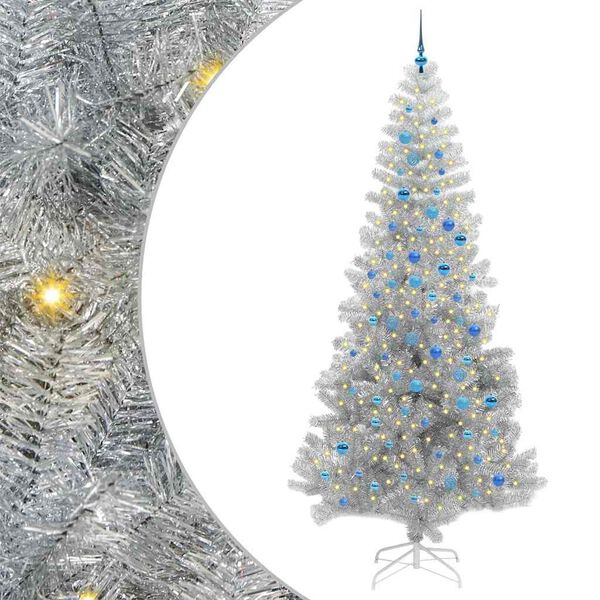 vidaXL Christmas Tree with 300 LEDs with Stand Silver 240 cm PET