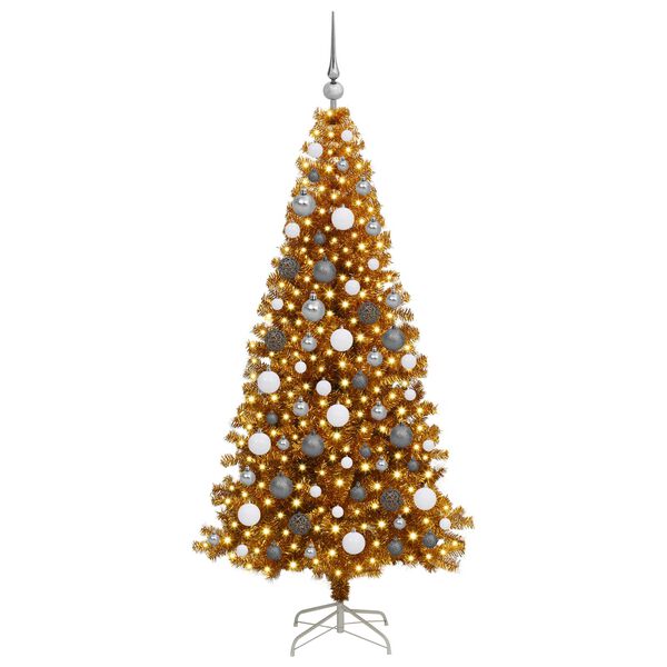 vidaXL Christmas Tree with 300 LEDs with Stand Gold 180 cm PET