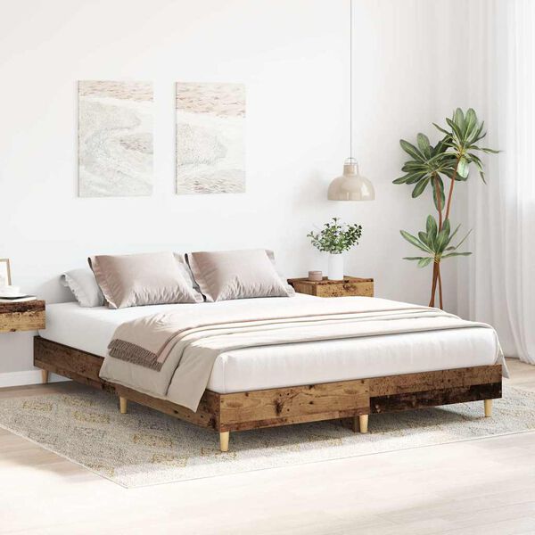 vidaXL Bed Frame No Mattress Old Wood 140x200 cm Engineered Wood