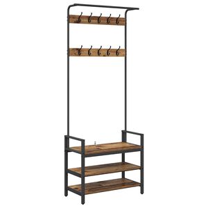 vidaXL Coat Rack with Shelf Old Wood 75 x 34 x 184 cm Engineered wood