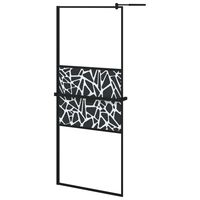 vidaXL Walk-in Shower Wall with Shelf Black 80x195cm ESG Glass&Aluminium