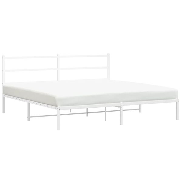 vidaXL Metal Bed Frame without Mattress with Headboard White 180x200cm