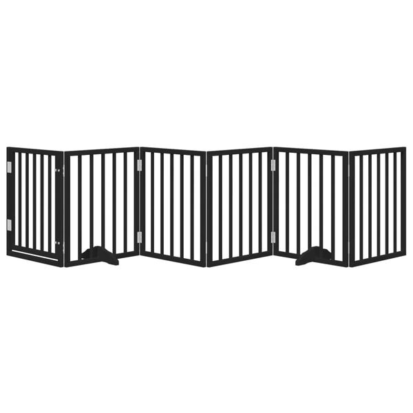 vidaXL Dog Gate with Door Foldable 6 Panels Black 300 cm Poplar Wood