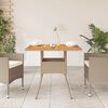 vidaXL Garden Table Beige 80x80x75 cm Poly Rattan Acacia Wood