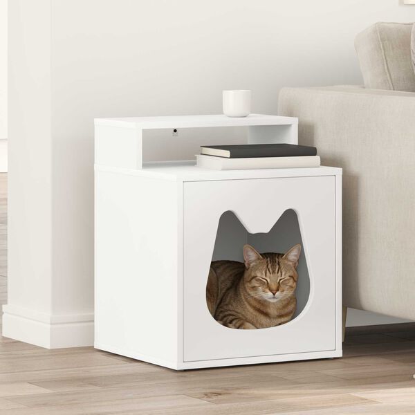 vidaXL Cat House White 42.5 x 40 x 53.5 cm Engineered Wood