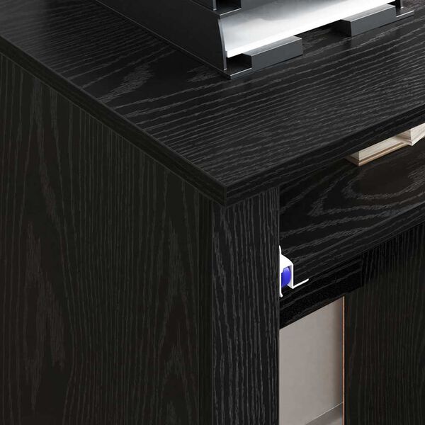 vidaXL Desk with Wheels Black Oak 91 x 50 x 77 cm Engineered Wood