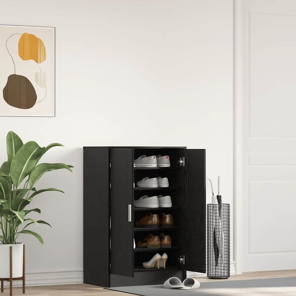 vidaXL Shoe Cabinet Black Oak 60x35x92 cm Engineered Wood