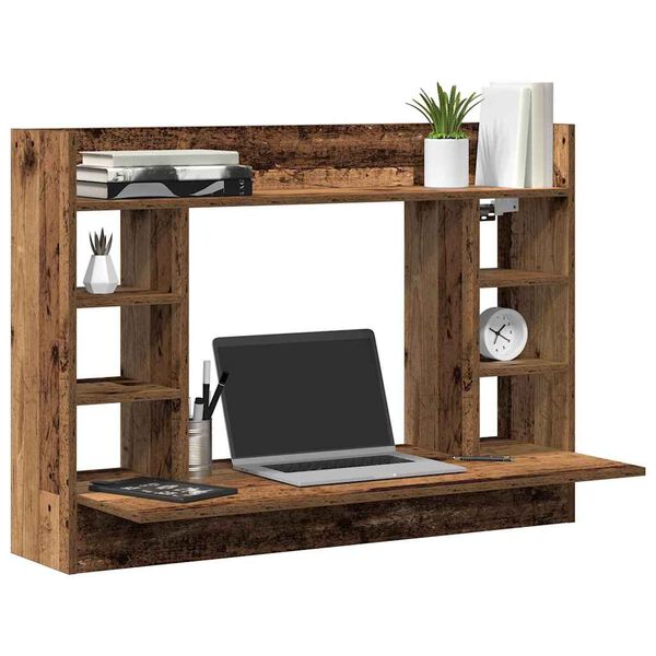 vidaXL Wall-Mounted Desk Old wood 105 x 48 x 75 cm Engineered wood