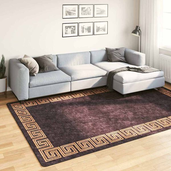 vidaXL Rug Washable 190x300 cm Black and Gold Anti Slip