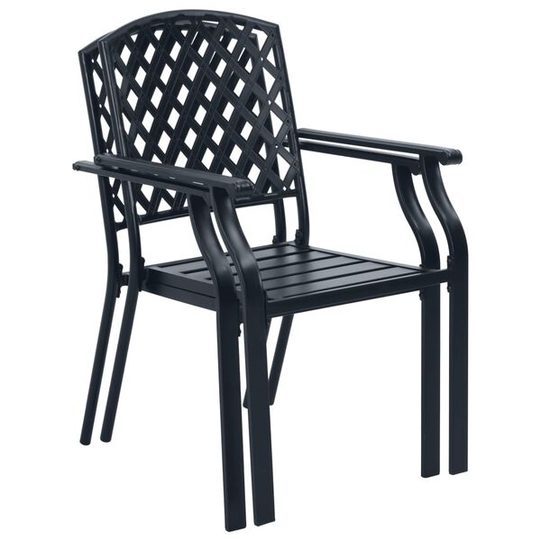 vidaXL 3 Piece Bistro Set Steel Black