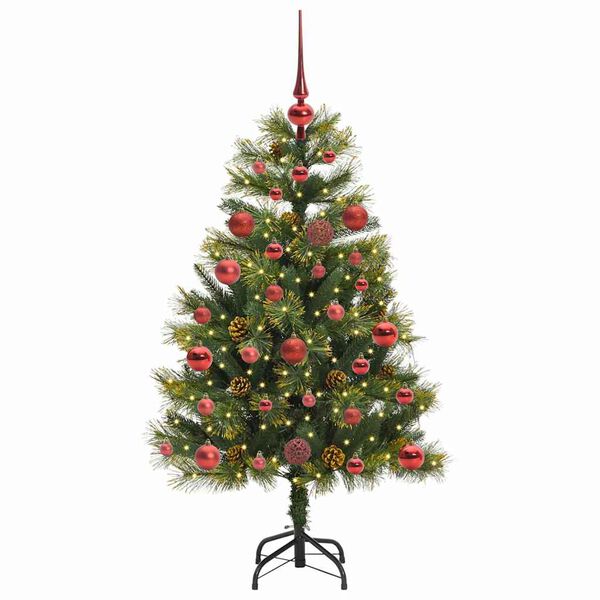vidaXL Artificial Hinged Christmas Tree with Cones Green 120 cm