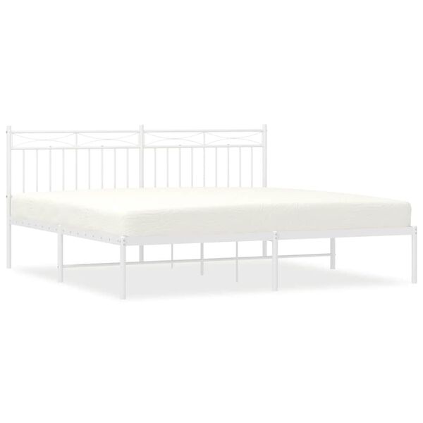 vidaXL Metal Bed Frame without Mattress with Headboard White 183x213cm