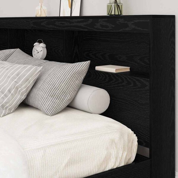 vidaXL Storage Headboard with Shelf Black Oak 200 cm Engineered Wood