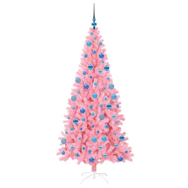 vidaXL Christmas Tree with 300 LEDs with Stand Pink 180 cm PVC